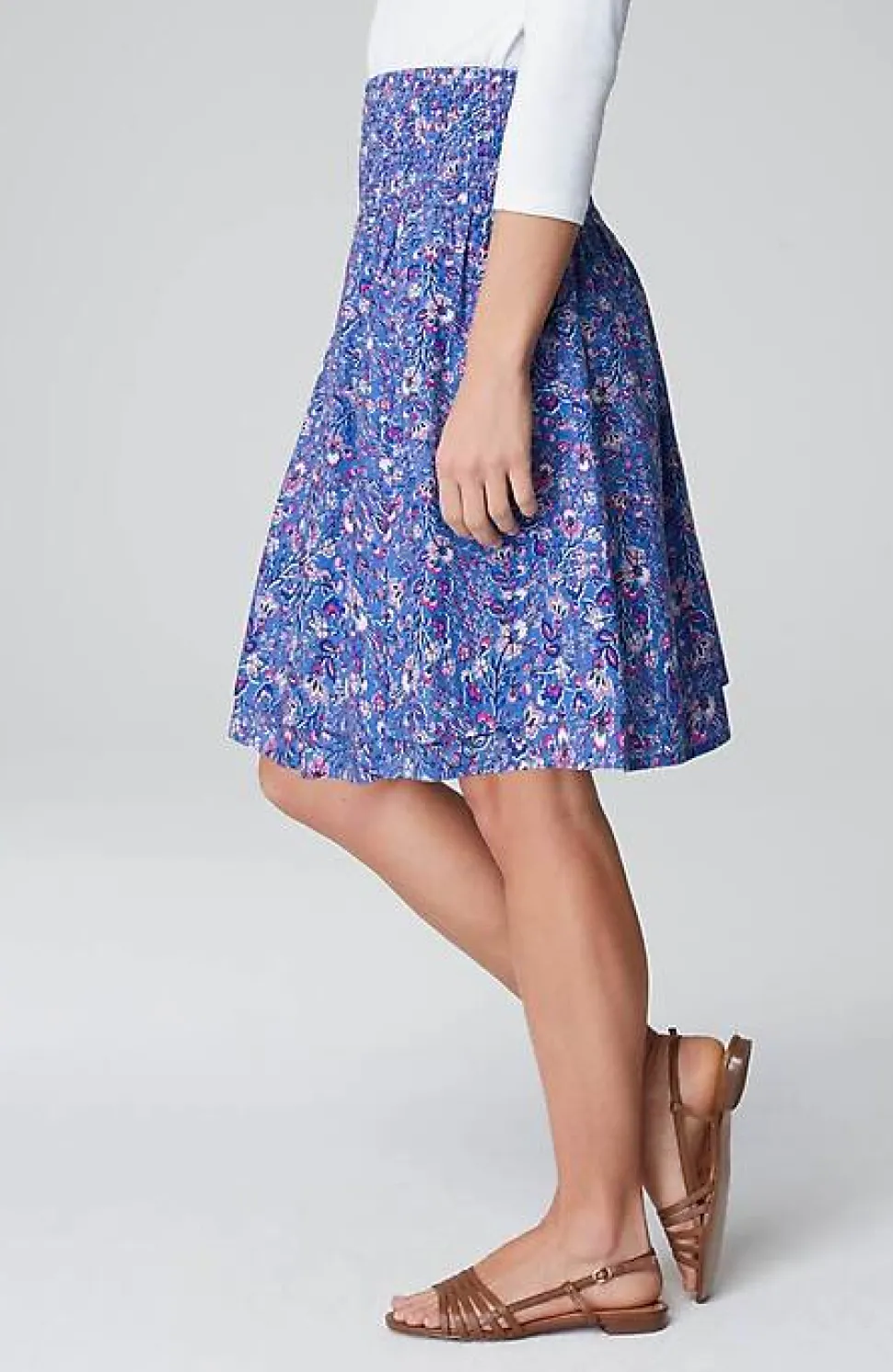 Smocked-Waist Layered Skirt | Jjill