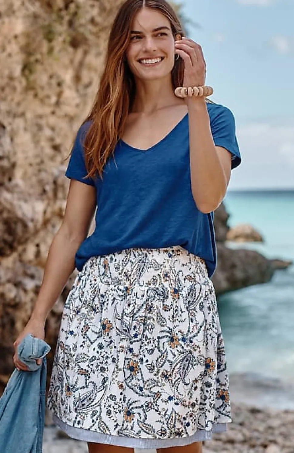 Smocked-Waist Layered Skirt | Jjill