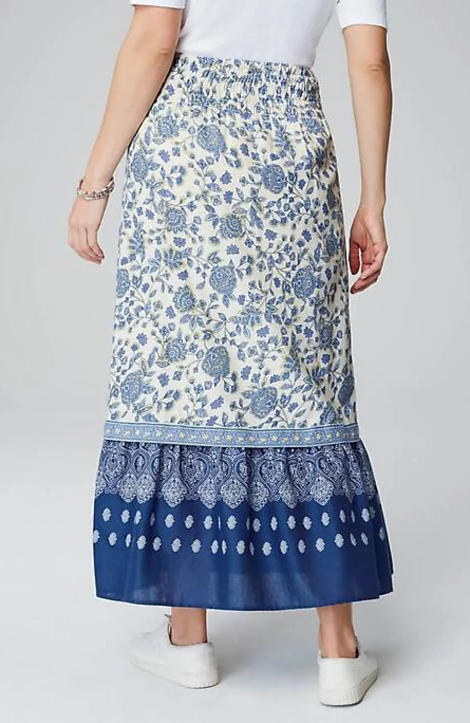 Smocked-Waist Tiered Maxi Skirt | Jjill