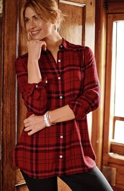 Soft Button-Front Plaid Tunic | Jjill