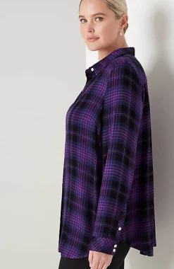 Soft Button-Front Plaid Tunic | Jjill