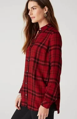 Soft Button-Front Plaid Tunic | Jjill