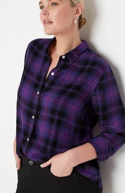 Soft Button-Front Plaid Tunic | Jjill