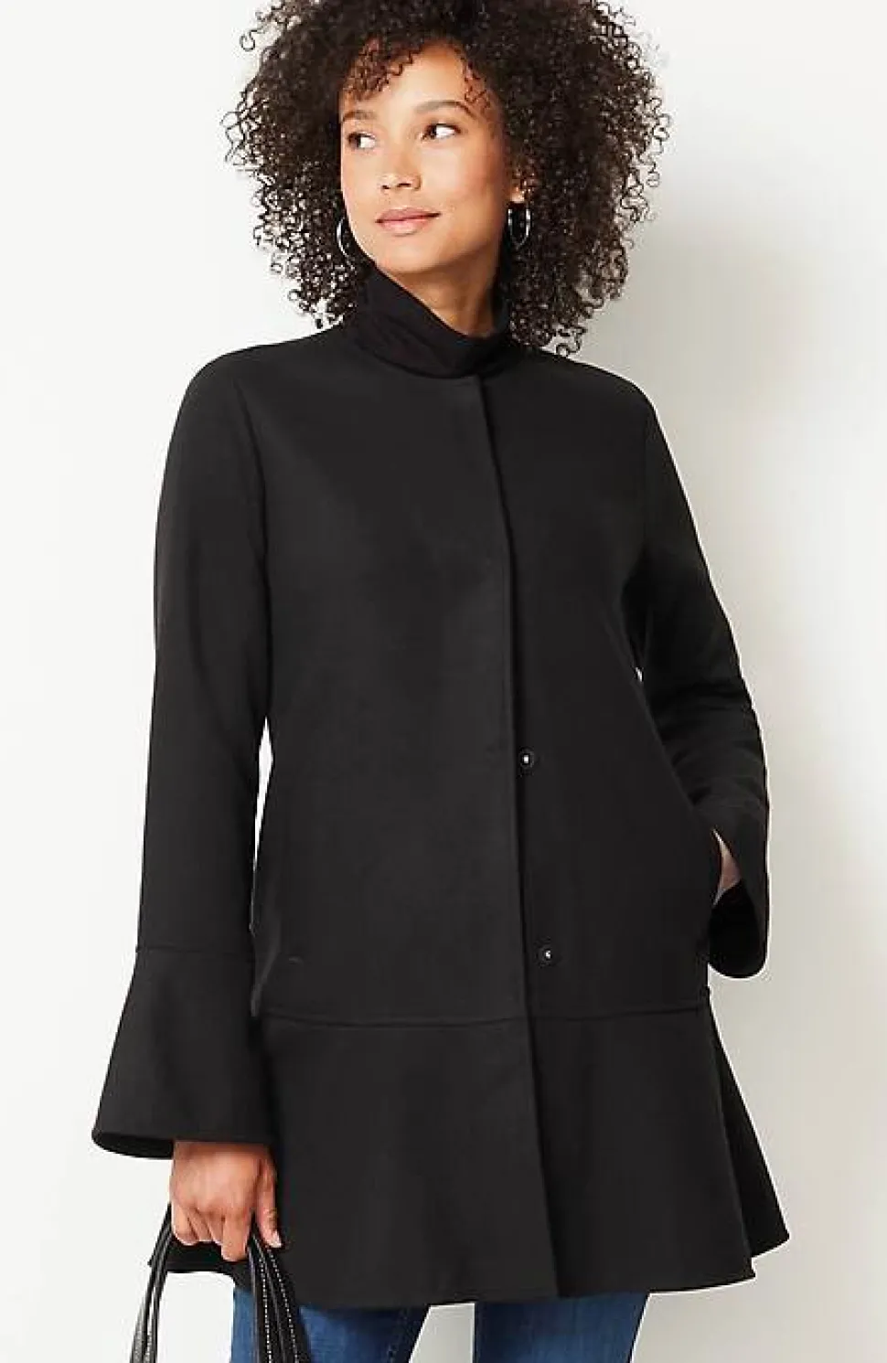Soft-Brushed Flounce-Hem Jacket | Jjill