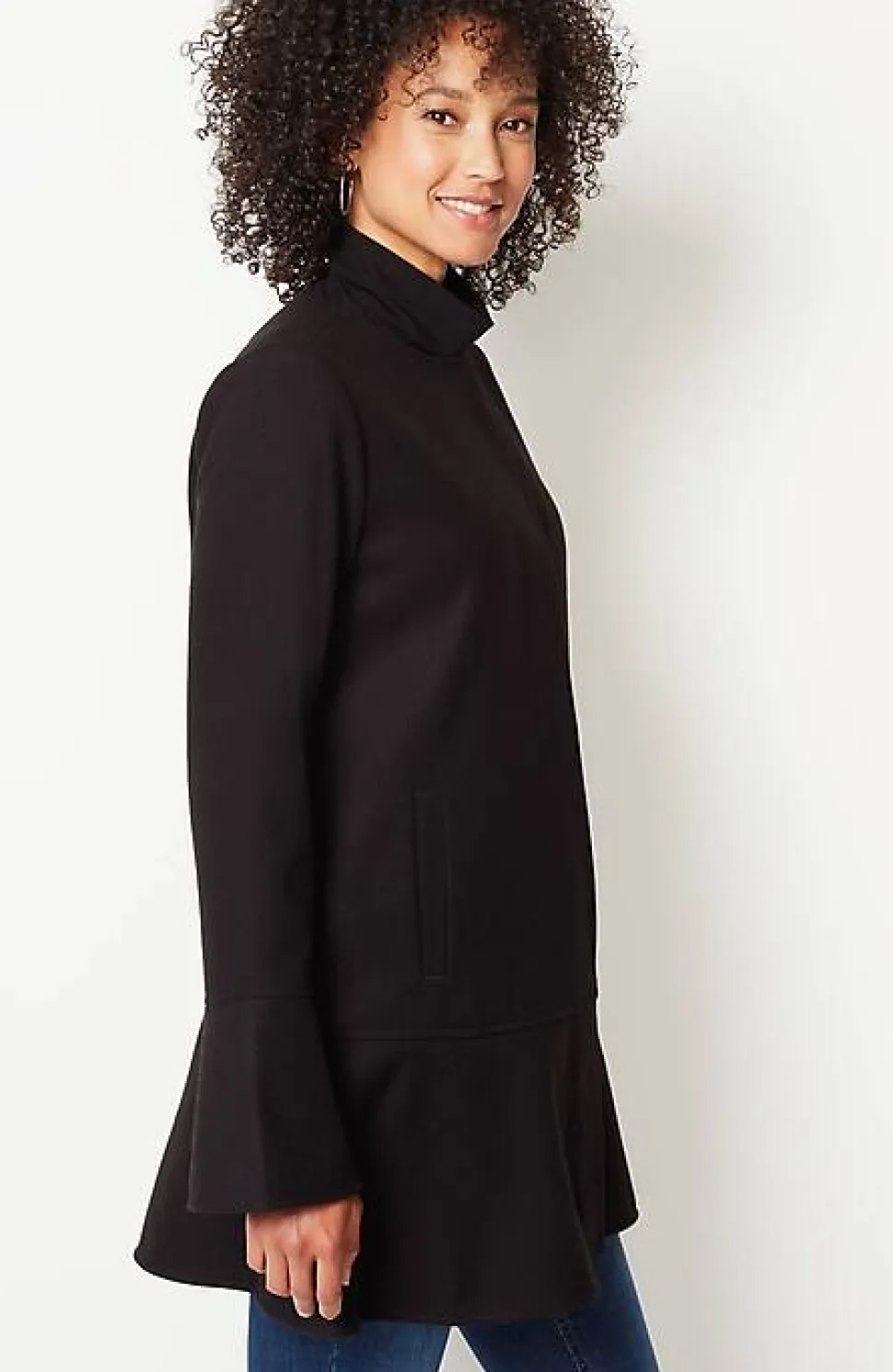 Soft-Brushed Flounce-Hem Jacket | Jjill