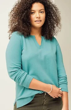 Split-Neck Pullover Sweater | Jjill