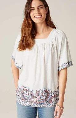 Square-Neck Elbow-Sleeve Top | Jjill
