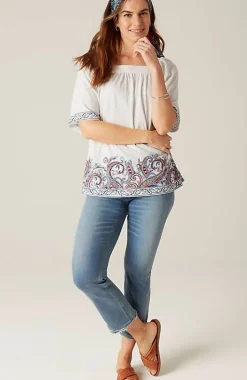 Square-Neck Elbow-Sleeve Top | Jjill