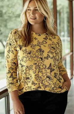 Stenciled Garden Pullover Sweater | Jjill