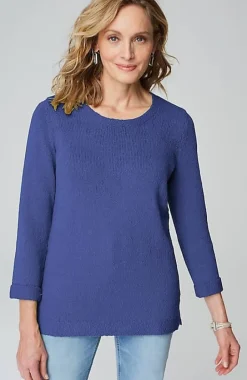 Textured 3/4-Sleeve Pullover Sweater | Jjill