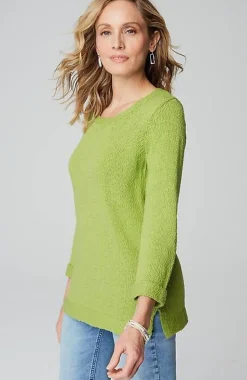Textured 3/4-Sleeve Pullover Sweater | Jjill