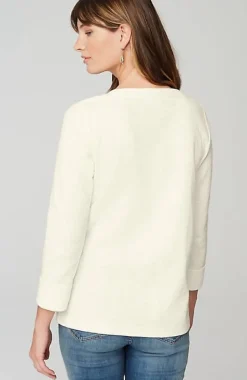 Textured-Cotton Rolled-Cuff Henley Top | Jjill