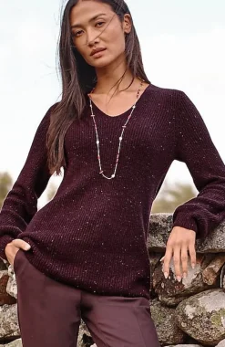 Tweed V-Neck Sweater | Jjill