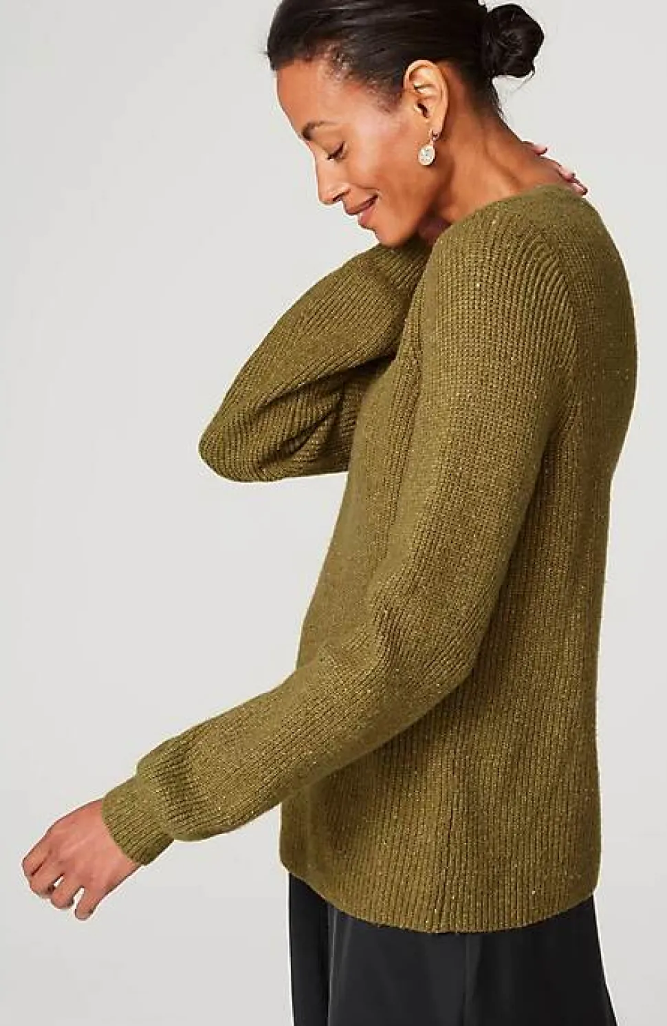 Tweed V-Neck Sweater | Jjill