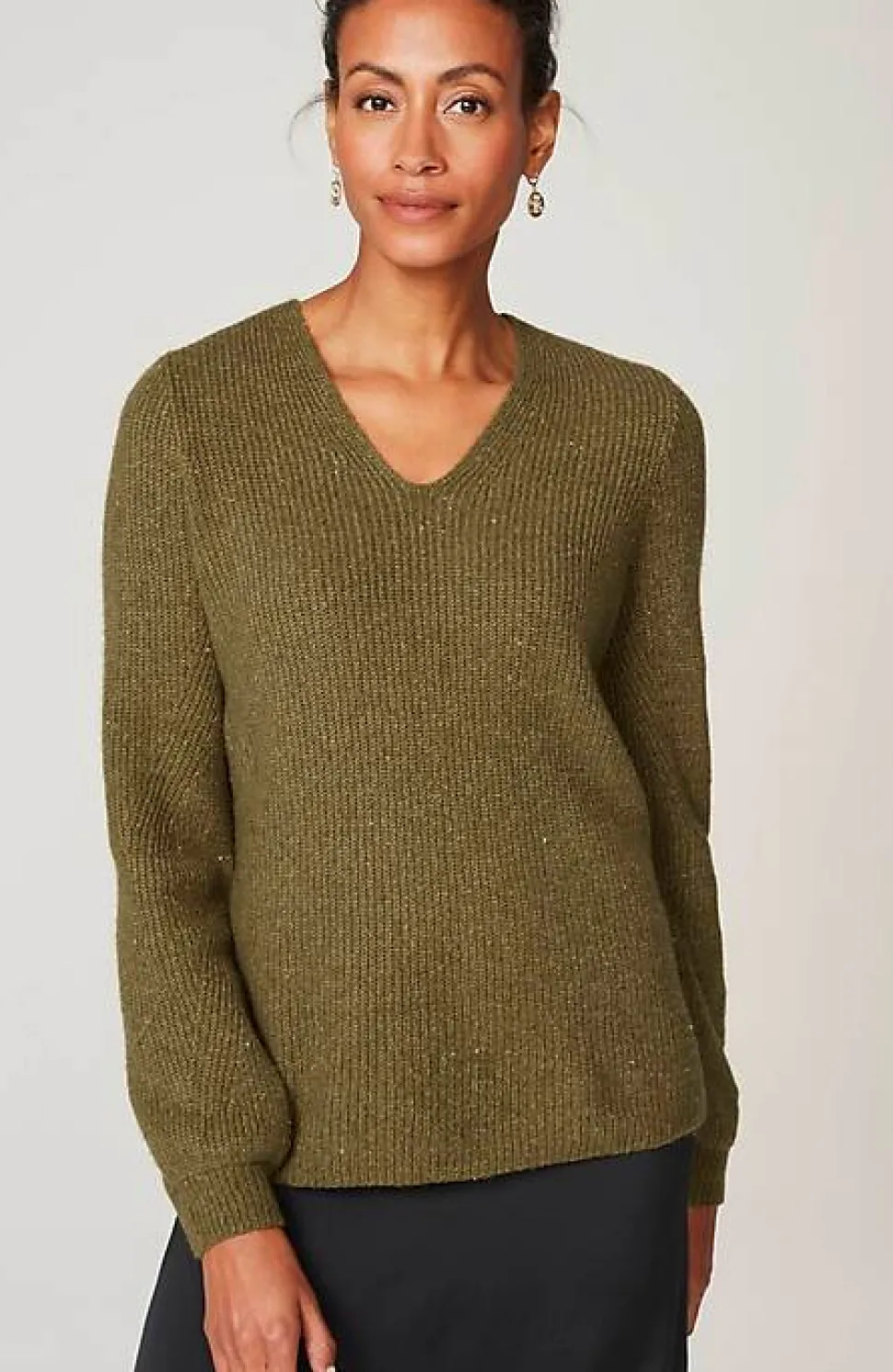 Tweed V-Neck Sweater | Jjill