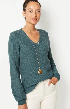 Tweed V-Neck Sweater | Jjill