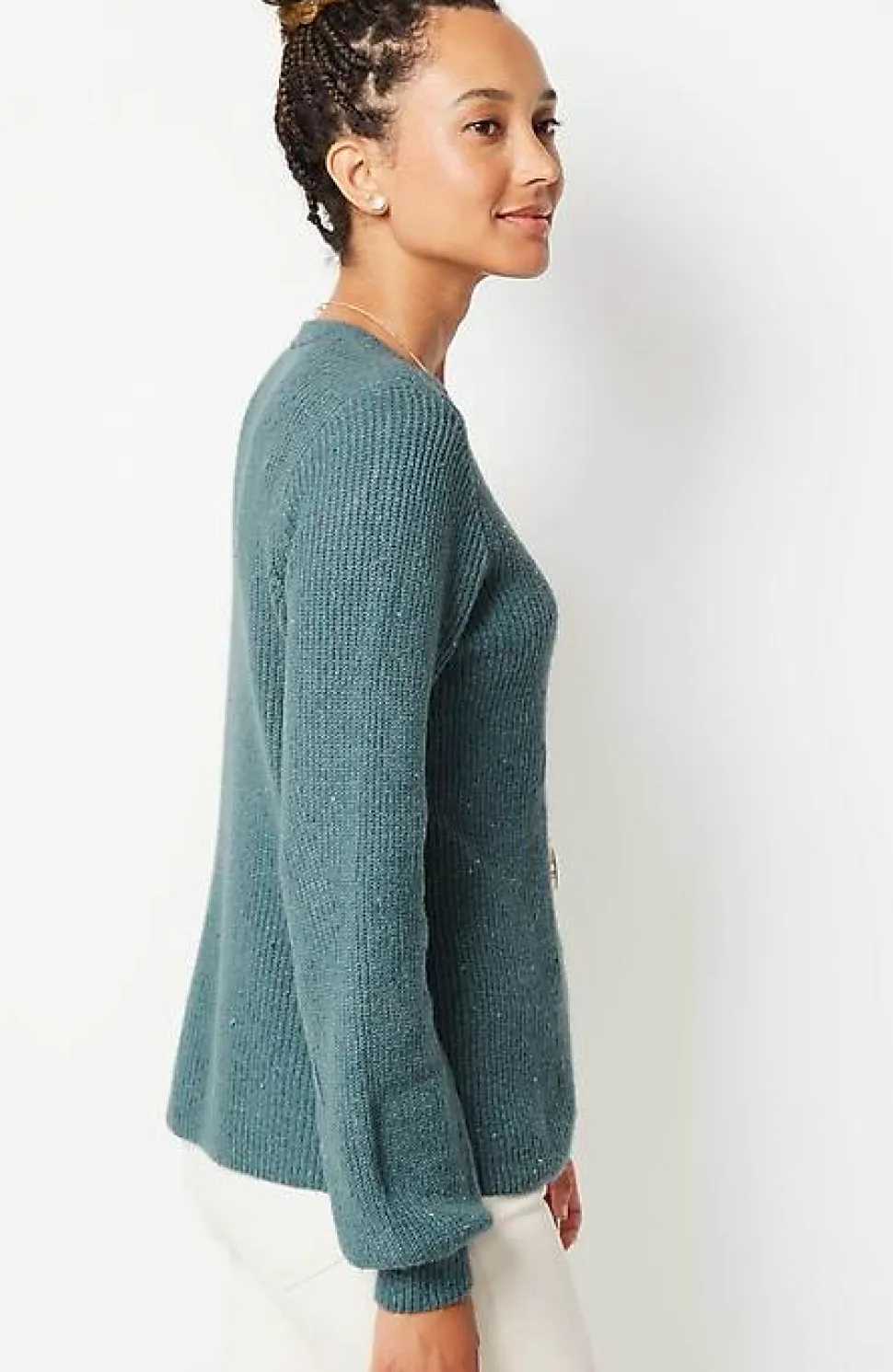 Tweed V-Neck Sweater | Jjill