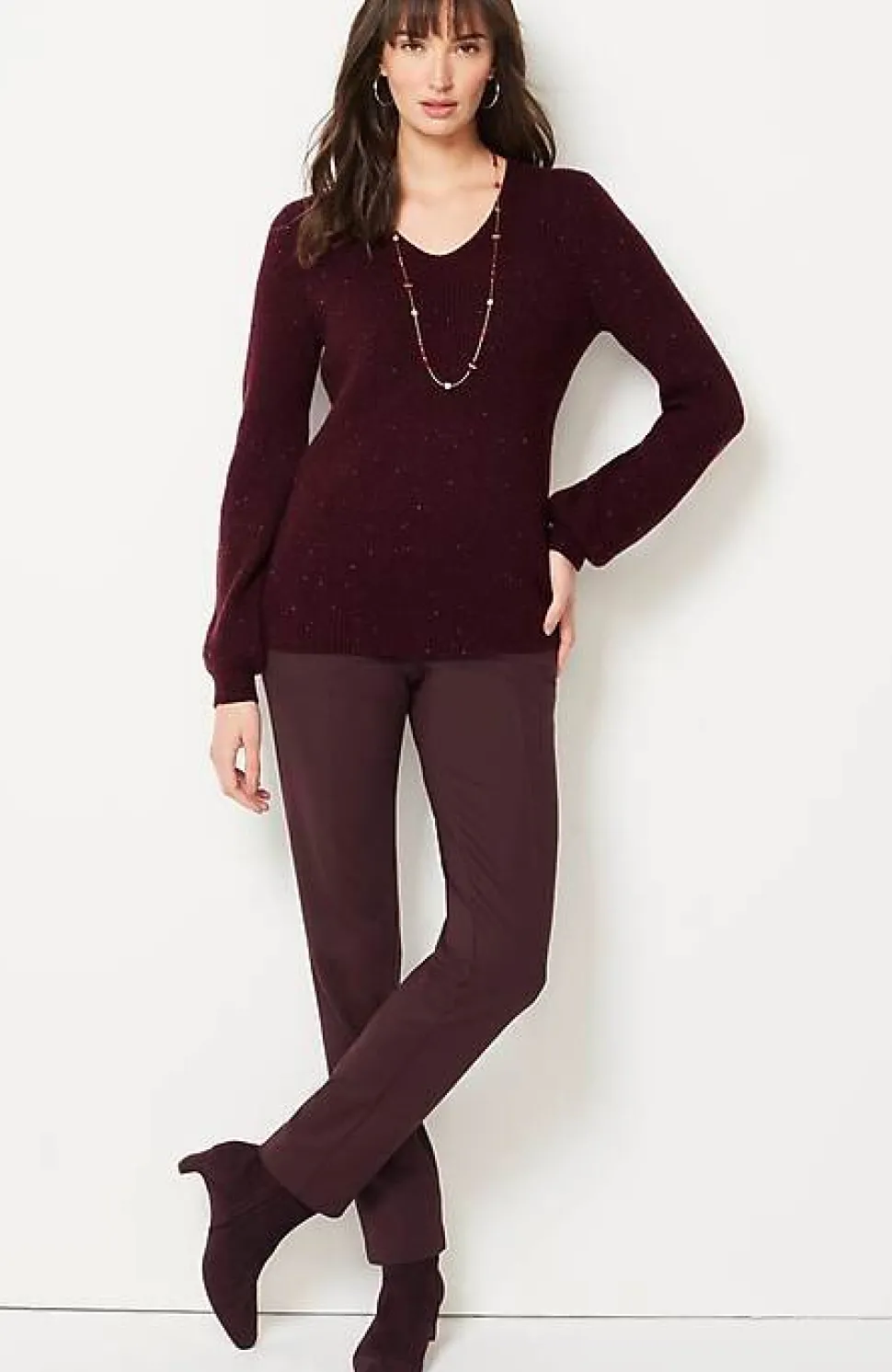 Tweed V-Neck Sweater | Jjill