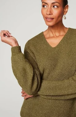 Tweed V-Neck Sweater | Jjill