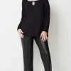 Vegan-Leather Straight-Leg Trousers | Jjill