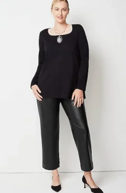 Vegan-Leather Straight-Leg Trousers | Jjill