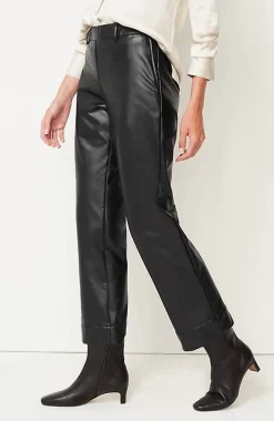 Vegan-Leather Straight-Leg Trousers | Jjill
