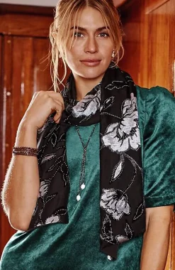 Velvet Burnout Metallic-Printed Scarf | Jjill