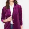 Velveteen Stretch Curved-Hem Blazer | Jjill