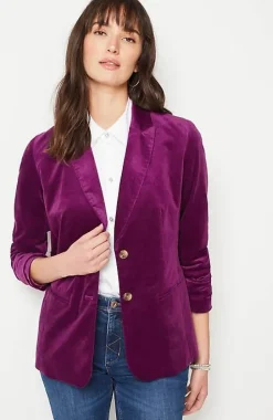 Velveteen Stretch Curved-Hem Blazer | Jjill