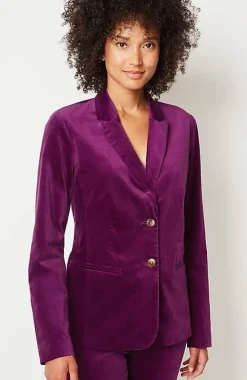 Velveteen Stretch Curved-Hem Blazer | Jjill