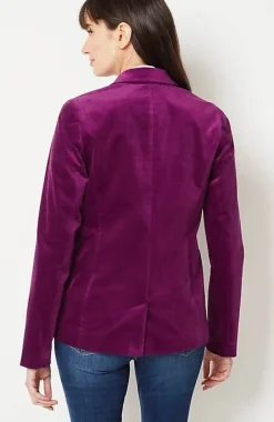 Velveteen Stretch Curved-Hem Blazer | Jjill