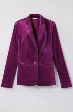 Velveteen Stretch Curved-Hem Blazer | Jjill