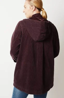Velvet-Hooded Tumble-Cord Jacket | Jjill