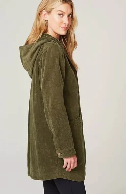 Velvet-Hooded Tumble-Cord Jacket | Jjill