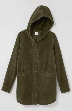 Velvet-Hooded Tumble-Cord Jacket | Jjill