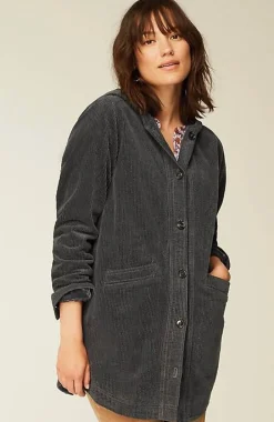 Velvet-Hooded Tumble-Cord Jacket | Jjill