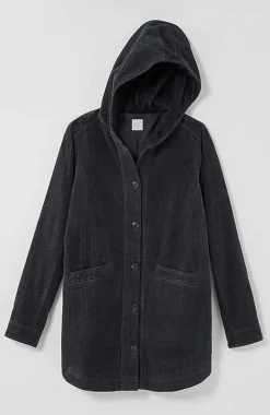 Velvet-Hooded Tumble-Cord Jacket | Jjill