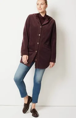Velvet-Hooded Tumble-Cord Jacket | Jjill