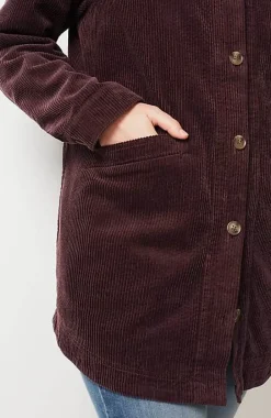 Velvet-Hooded Tumble-Cord Jacket | Jjill