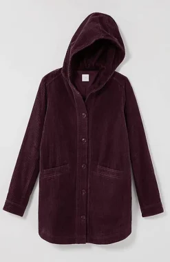 Velvet-Hooded Tumble-Cord Jacket | Jjill
