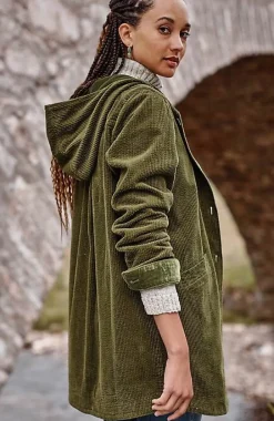 Velvet-Hooded Tumble-Cord Jacket | Jjill