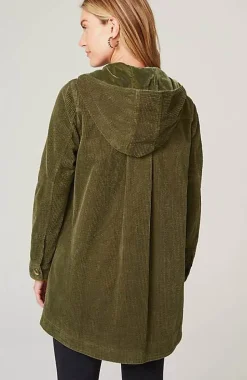 Velvet-Hooded Tumble-Cord Jacket | Jjill
