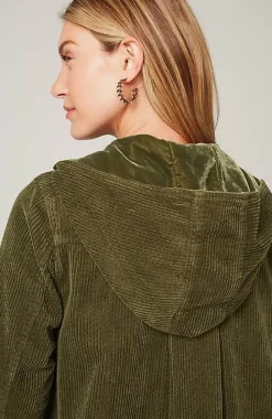 Velvet-Hooded Tumble-Cord Jacket | Jjill