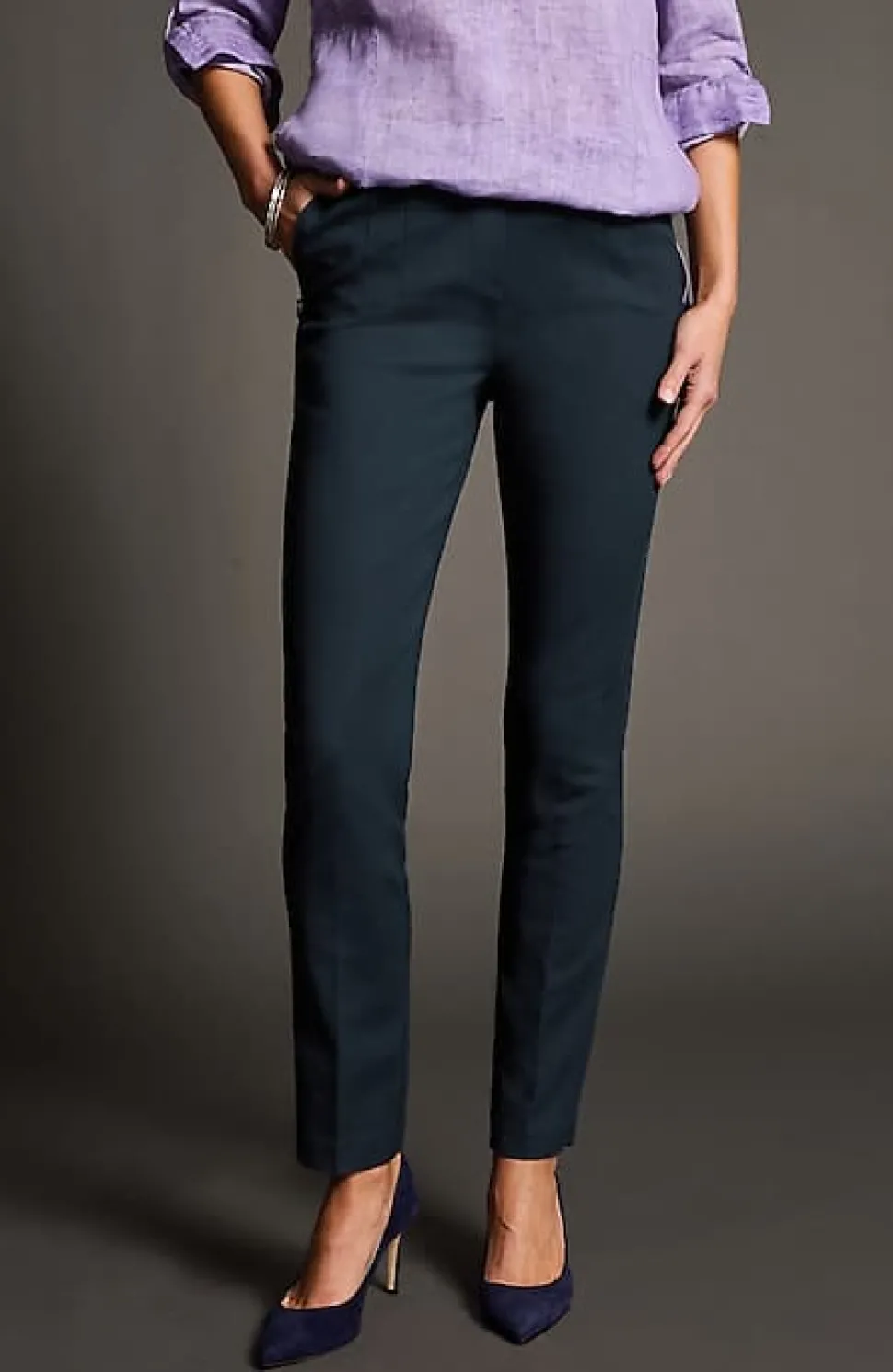 Versatile Cotton-Stretch Slim-Leg Pants | Jjill