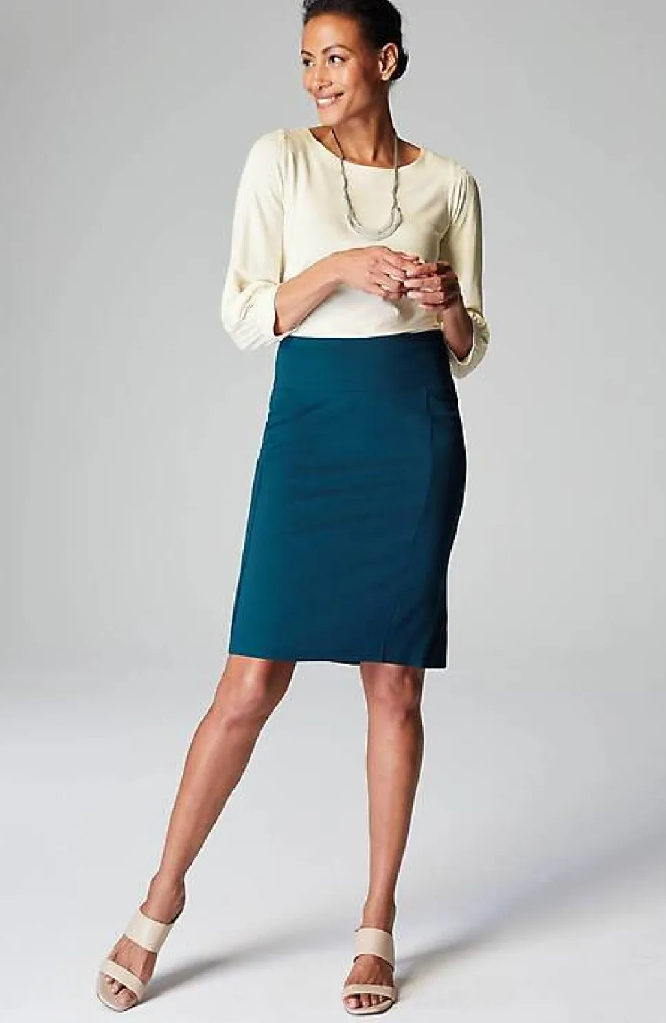 Wearever Boat-Neck Smocked-Sleeve Top | Jjill