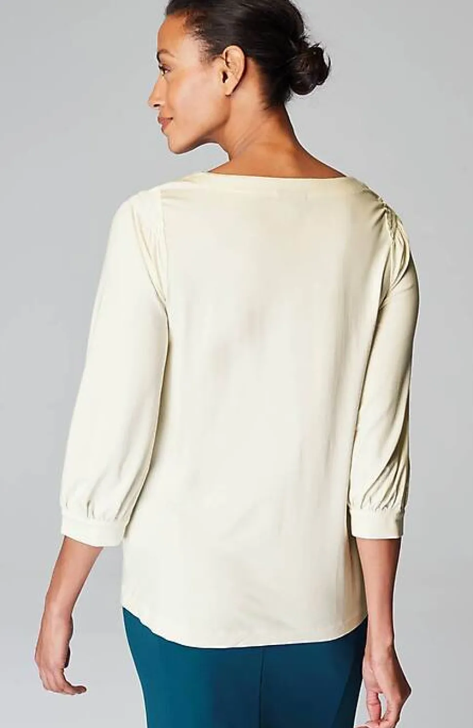 Wearever Boat-Neck Smocked-Sleeve Top | Jjill