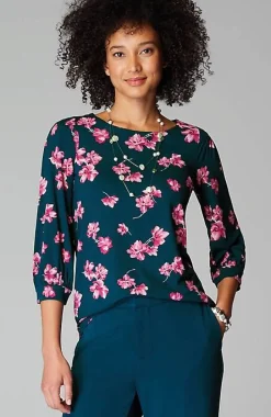 Wearever Boat-Neck Smocked-Sleeve Top | Jjill
