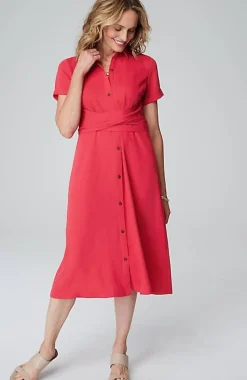Wearever Button-Front Belted Shirtdress | Jjill