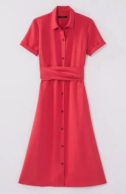 Wearever Button-Front Belted Shirtdress | Jjill