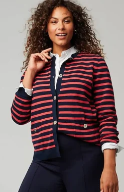 Wearever Button-Front Striped Cardi | Jjill